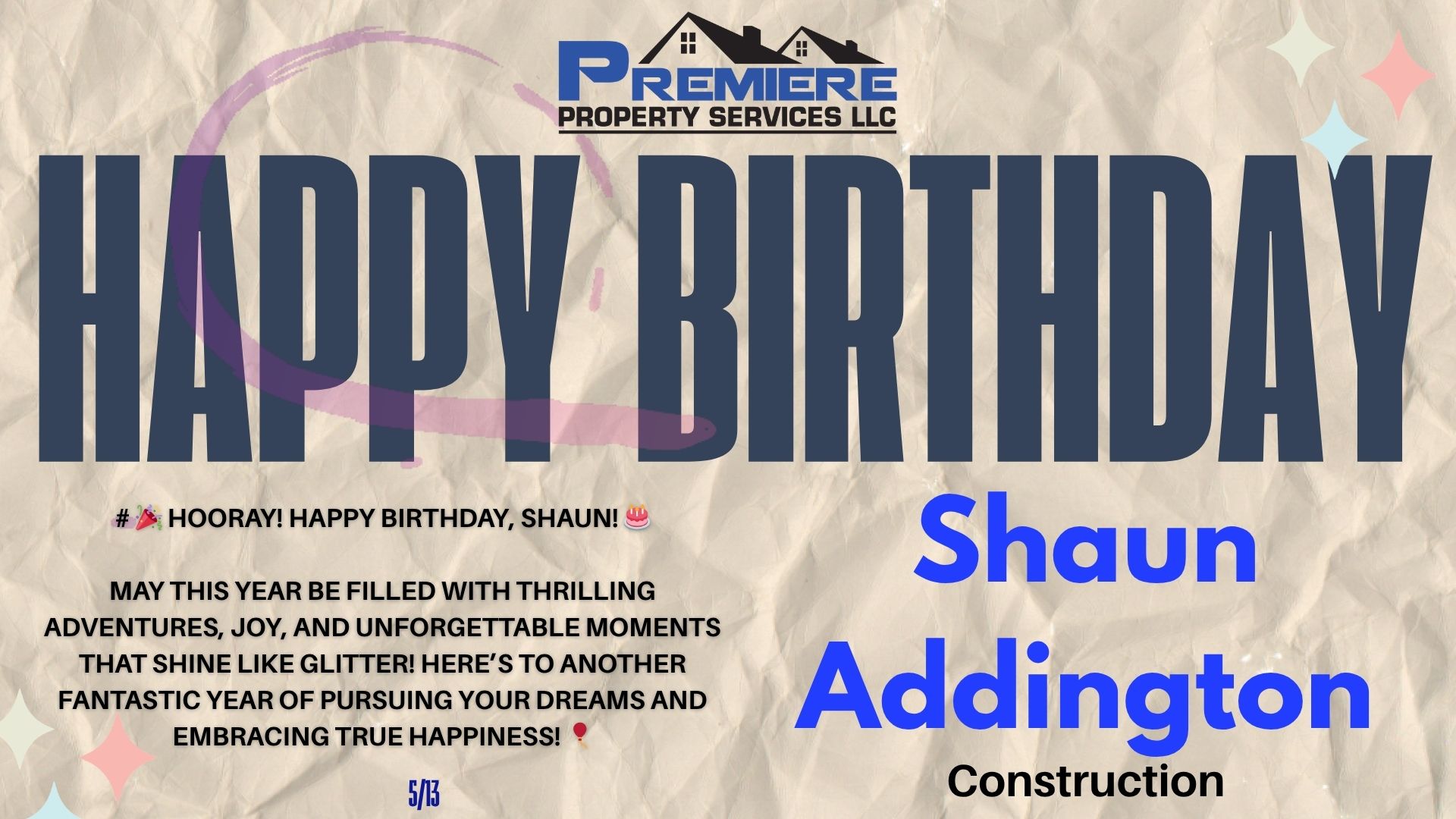 Celebrating Shaun Addington: A Birthday Tribute to Our Construction Crew Star