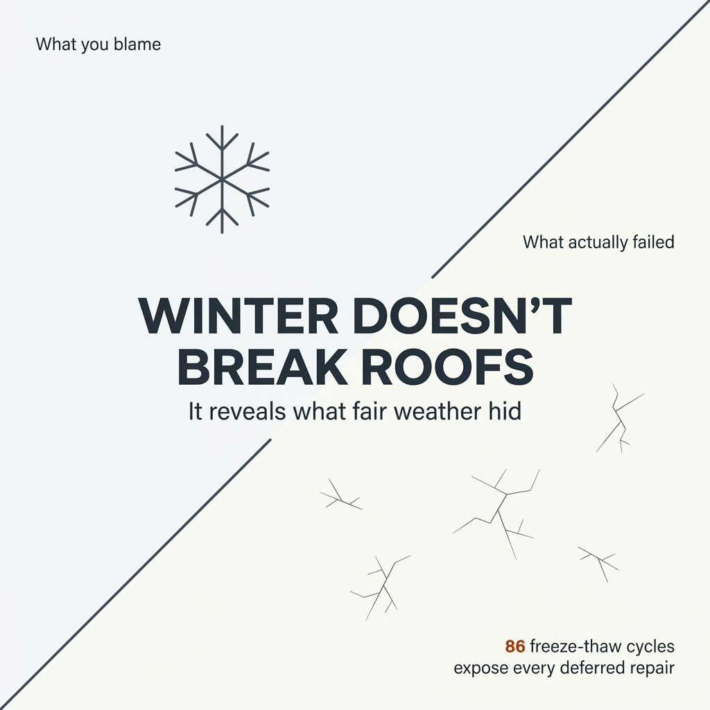 <h1>Winter Storms Don't Break Your Roof—They Just Show You What You Ignored</h1>