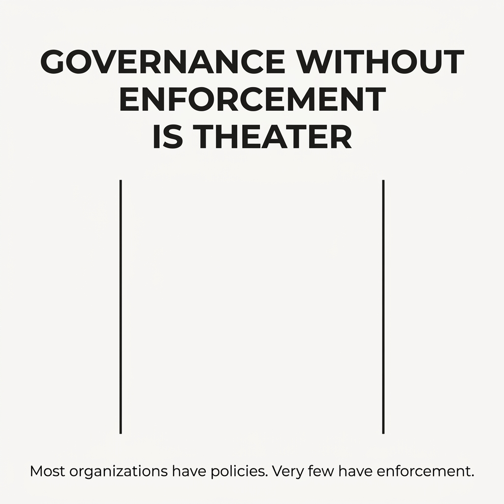 How to make 'never' mean something: the enforcement problem in AI governance